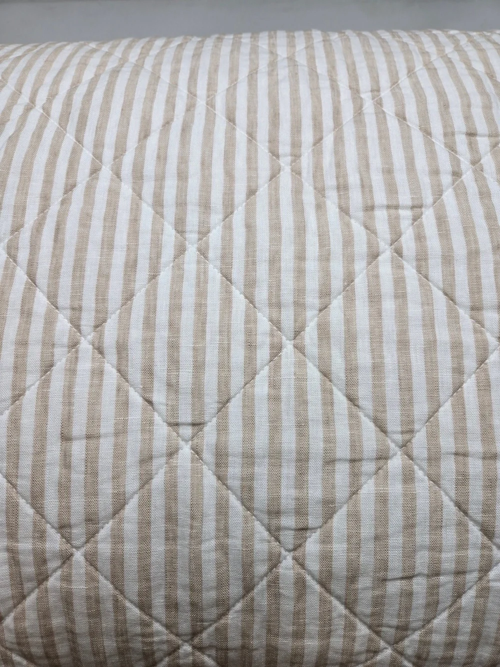 NWOT QUINCE European Linen Striped Quilt King/Cal King Natural/White 9243